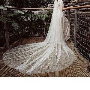 Ivory Wedding veil- 118” with pearl beading- NWT